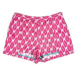 Boho Tropical Print Shorts Womens Large Pink Teal Beach Vacation Resort Ladakh